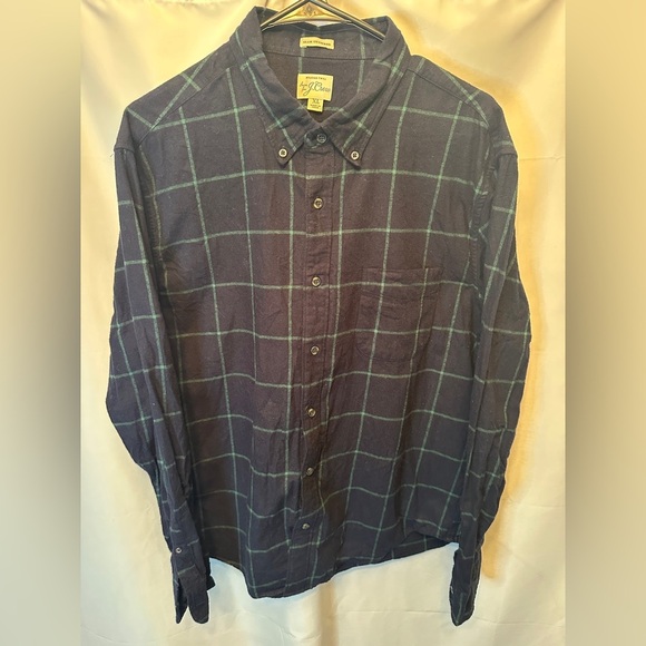 J. Crew Other - J.CREW Men’s XL Brushed Twill Button Down Navy Green Windowpane Slim Untucked